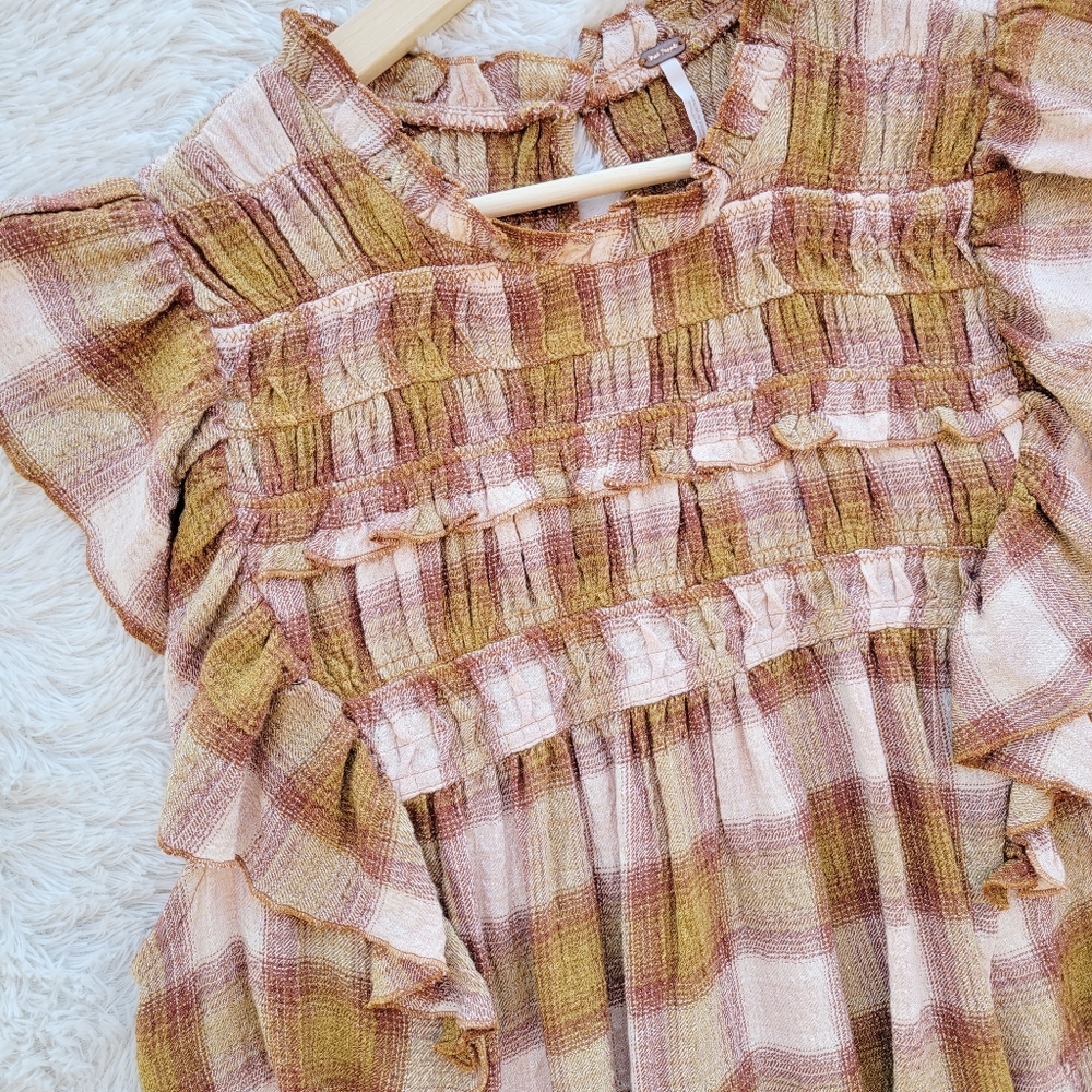 Free People Not‎ Your Average Girl Plaid Top - Picture 3 of 6